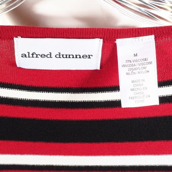 Alfred Dunner Women Size M Cardigan Set One Piece Striped Red Black White - Picture 9 of 9